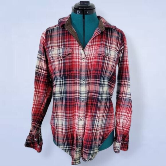 Kavu Billie Jean Button Red and‎ Blue Flannel Plaid Shirt - Size Small - Picture 2 of 11